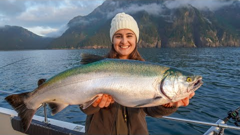 WILD Caught ALASKAN SALMON! Catch, Clean & Cook! Seward, Alaska Fishing
