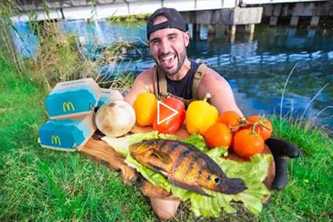 Roadside FAST FOOD Fish Sandwich CATCH & COOK Challenge!! (mystery fish)