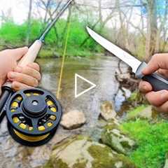 Eating the FIRST FISH that I CATCH!! (Catch and Cook) Creek Fishing