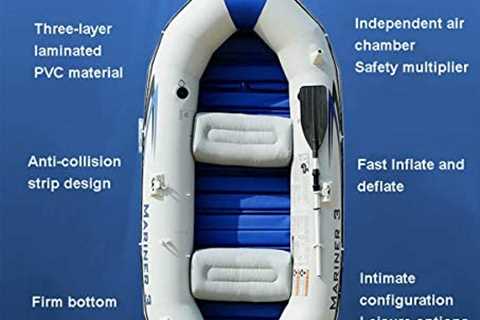 QQ HAO Inflatable Raft Boat, 3-Person Heavy Duty Fishing Air Kayak Canoe Set with Paddle Air Pump..